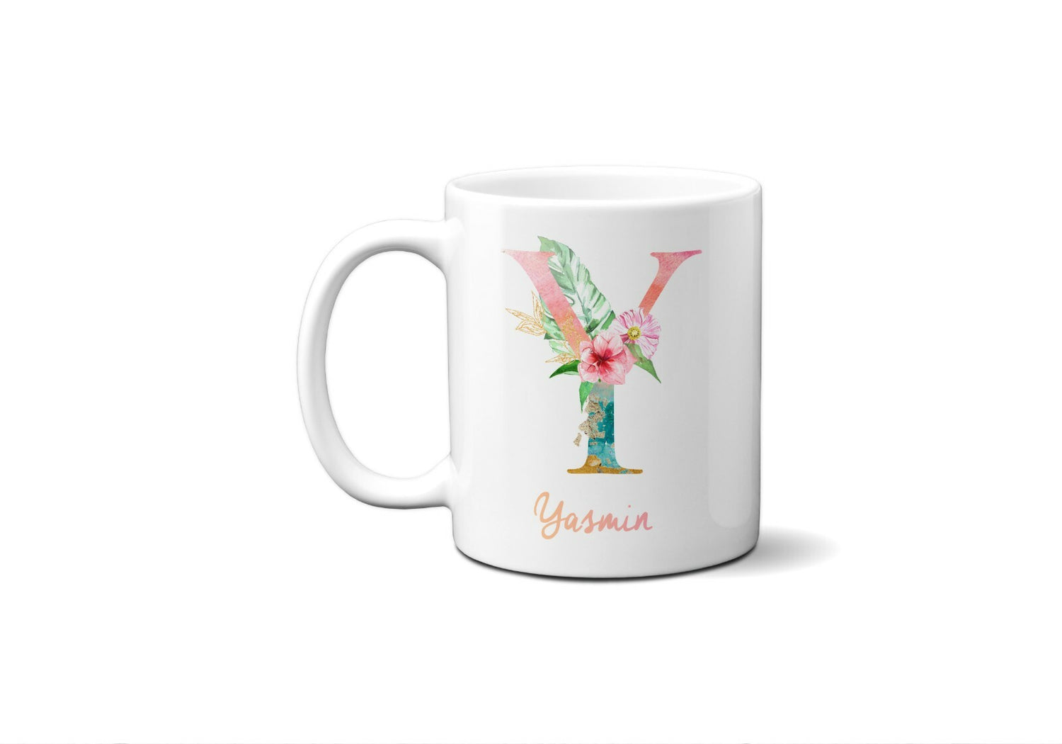 Tropical Alphabet Exotic Floral Name Initial Letter Coffee Mug Gift 11oz Ceramic