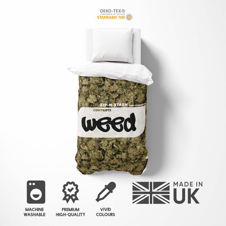 Weed Bag Funny Prank Cheeky Novelty Joke Single Duvet Cover + Pillowcase Option