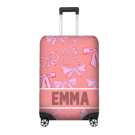 Pink Bows Girl Name Cute Gift Custom Luggage Cover Personalise Suitcase Protect