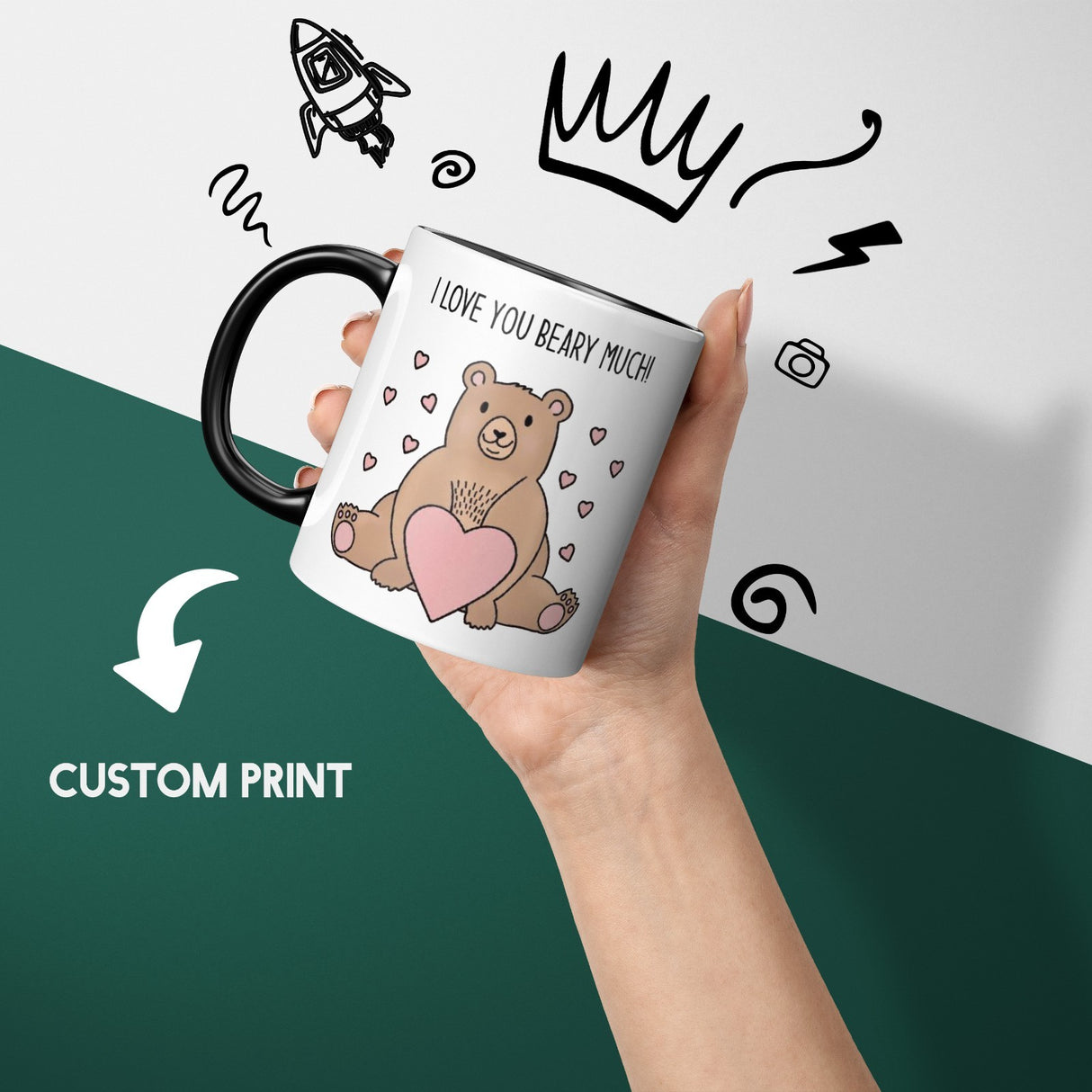 I Love You Beary Much Personalised Heat Sensitive Colour Changing Novelty Mug