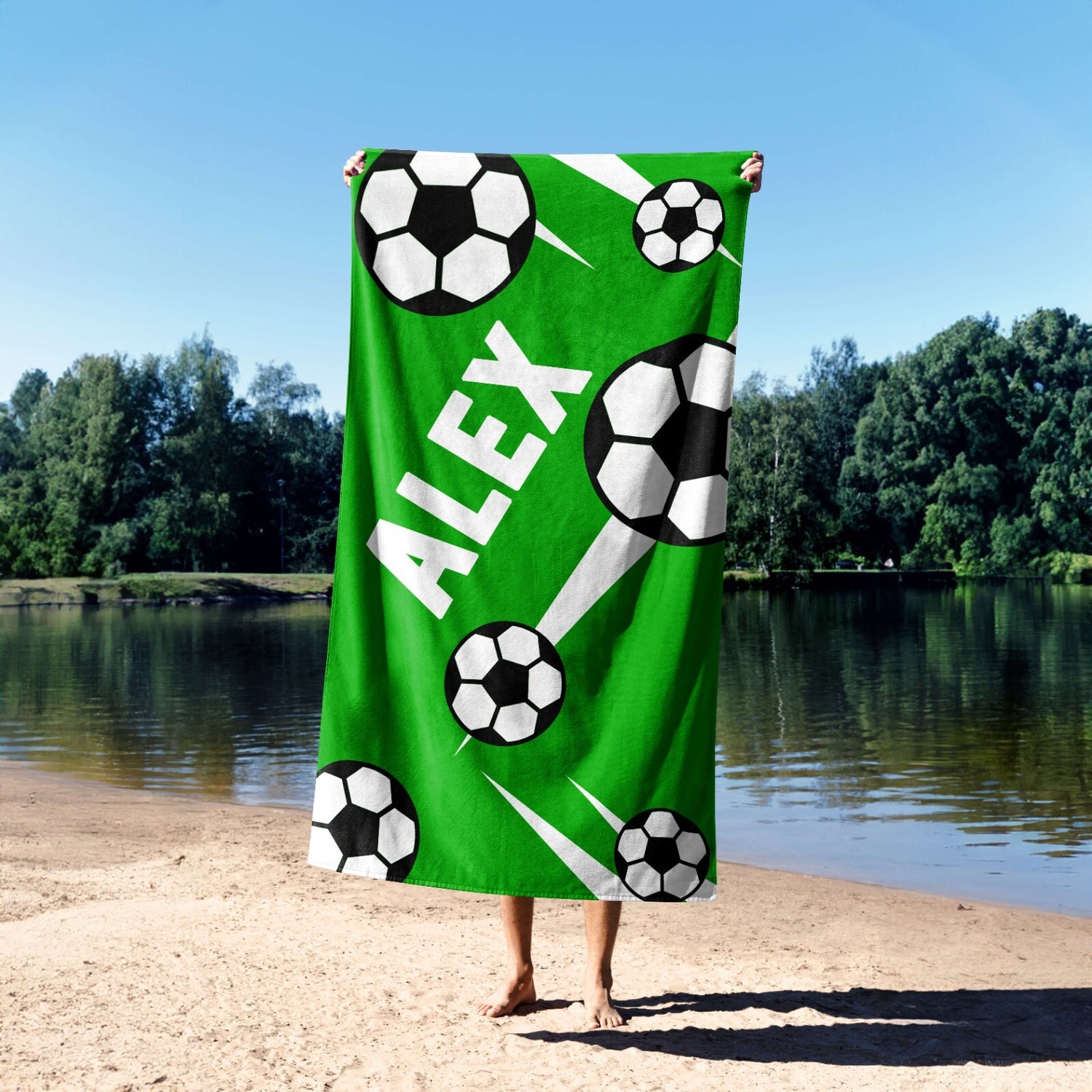Personalised Custom Name Colour Football Strike Absorbent Beach Bath Sheet Towel