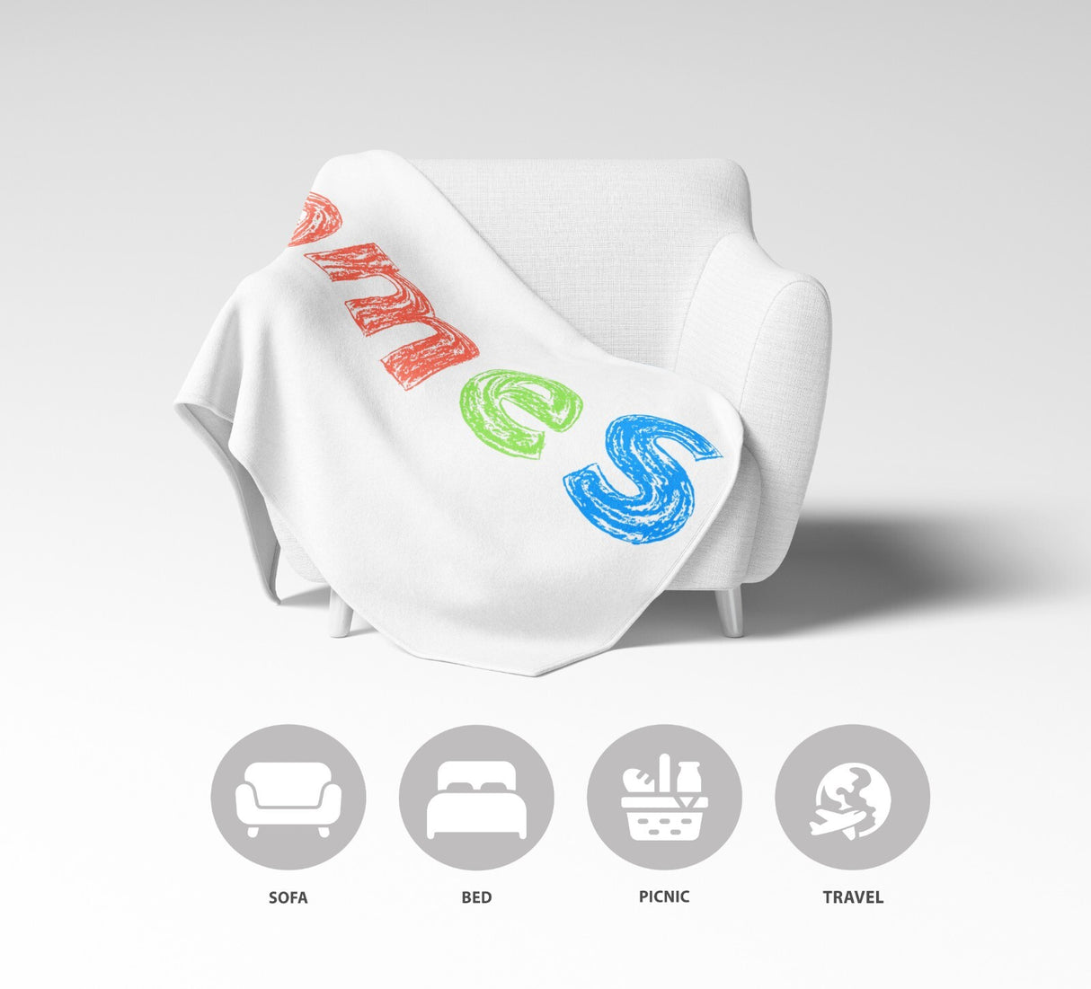 Personalised Name Colourful Retro Novelty Soft Fleece Mink Blanket Gift Decor