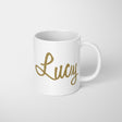 Personalised Name Gold Glitter Font Novelty Coffee Tea Mug Coaster Gift Him Her