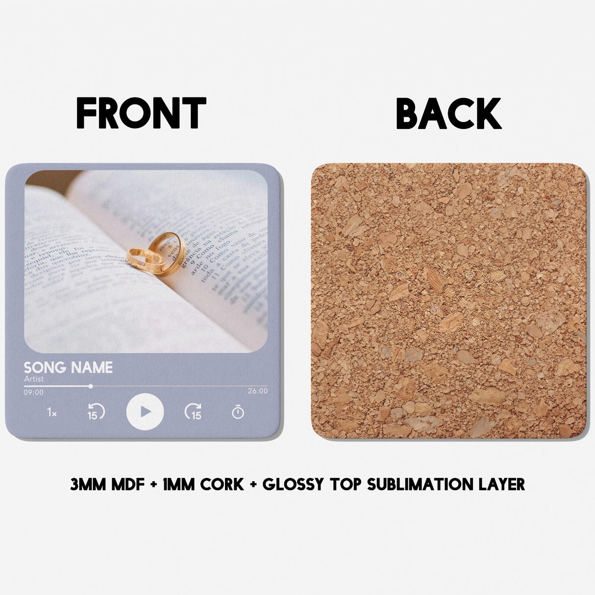 Personalised Music Player Custom Song Image Gift Coffee Tea Mug + Coaster Option