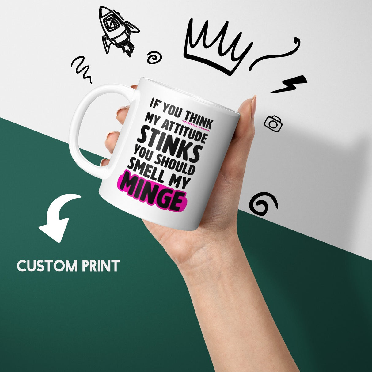 Attitude Stinks Rude Cheeky Funny Gift Coffee Tea Mug + Coaster Option Him Her