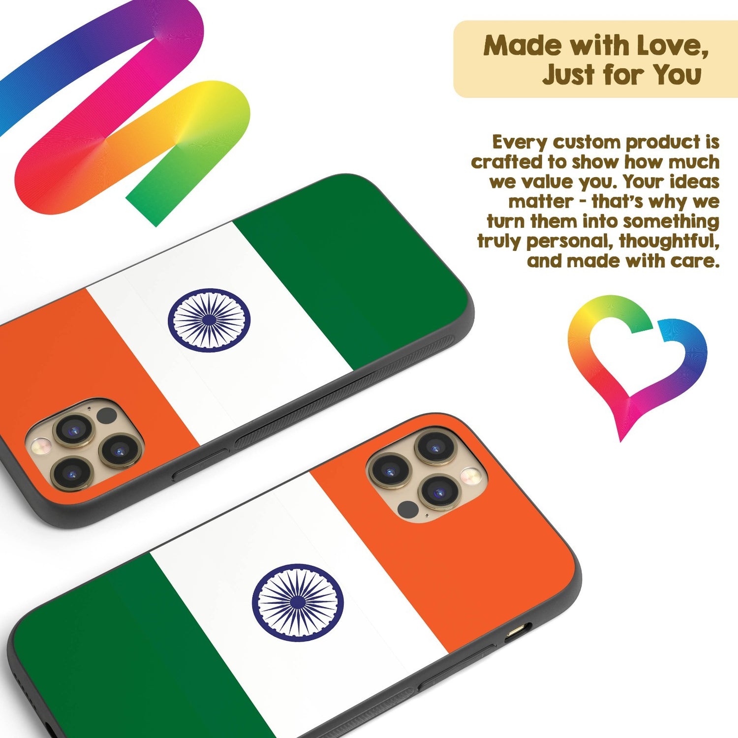 Indian Flag India Design Printed iPhone Case Black TPU Cover Protector Custom
