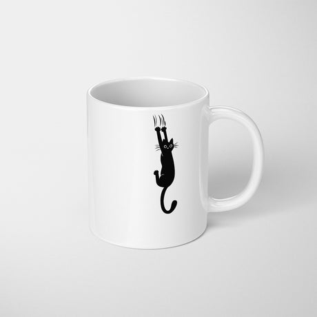 Black Cat Slipping Novelty Custom Coffee Tea Mug Coaster Set Option Gift Him Her