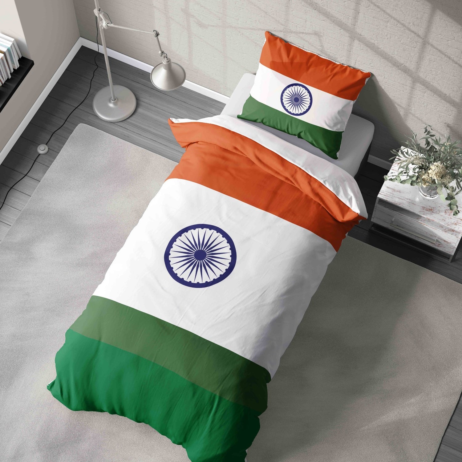 India Flag Indian Cozy Design Single Size Bed Duvet Cover Quilt + Pillowcase Set