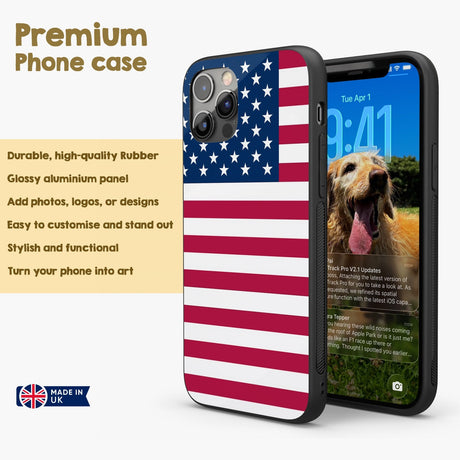 USA Flag America Printed iPhone Case Black TPU Cover Protector Custom Made Gift