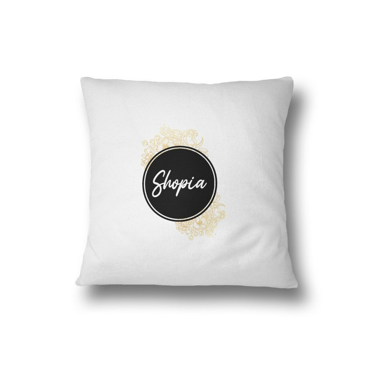 Black Circle Gold Floral Personalisable Name Filled Cushion Bedroom Decoration