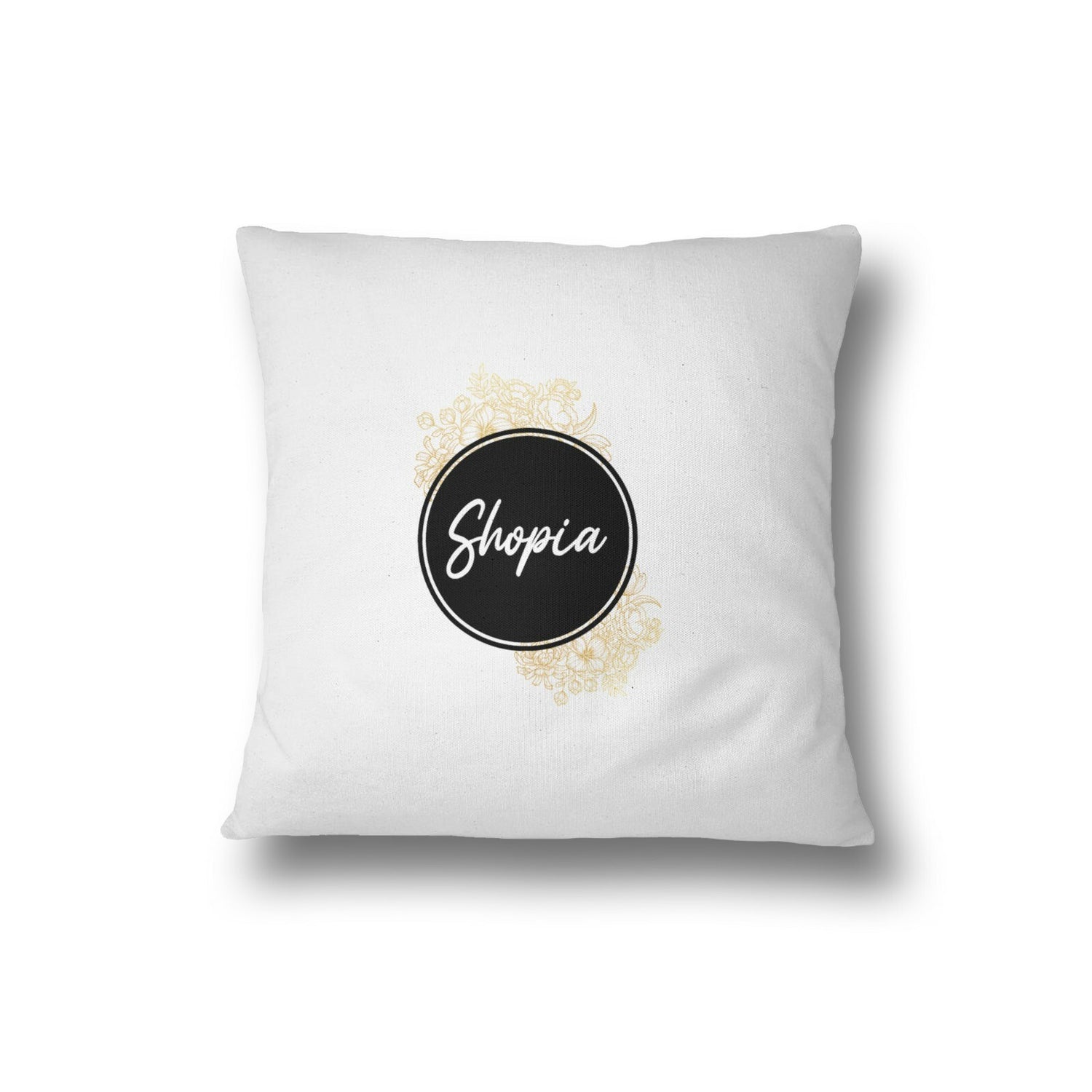 Black Circle Gold Floral Personalisable Name Filled Cushion Bedroom Decoration