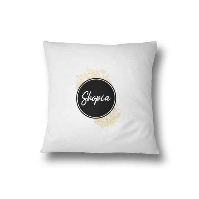 Black Circle Gold Floral Personalisable Name Filled Cushion Bedroom Decoration