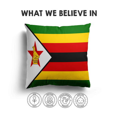 Zimbabwe Flag Design Filled Square Cushion - Decorative Throw Cosy Gift Any Size
