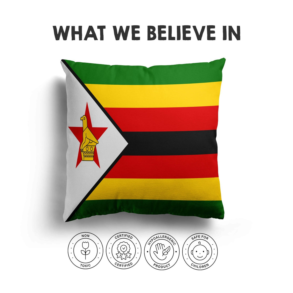 Zimbabwe Flag Design Filled Square Cushion - Decorative Throw Cosy Gift Any Size