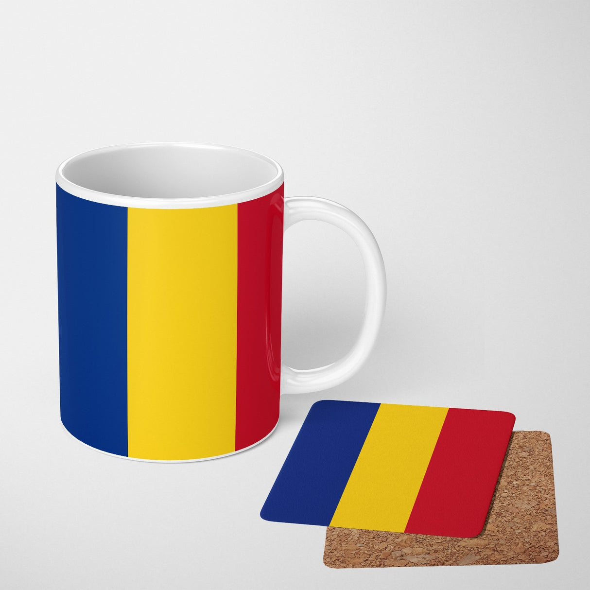 Romania Flag Design Patriotic Coffee Tea Mug Cup Set Coaster Gift Him Her Custom