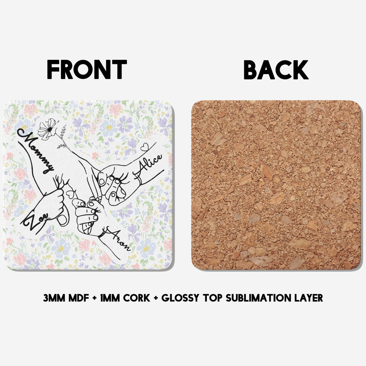 Personalised Mother's Day Custom Name Floral Coffee Tea Mug Coaster Gift Him Her