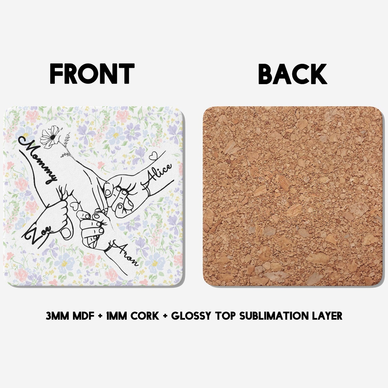 Personalised Mother's Day Custom Name Floral Coffee Tea Mug Coaster Gift Him Her