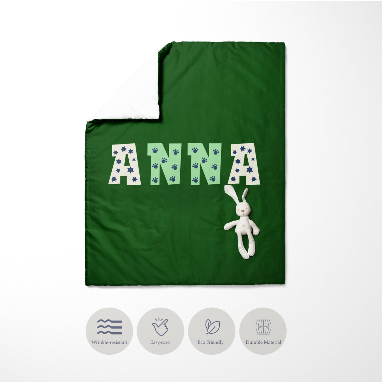 Personalised Name Alphabet Onyx Font Toddler Cot Bed Duvet Cover + Pillowcase