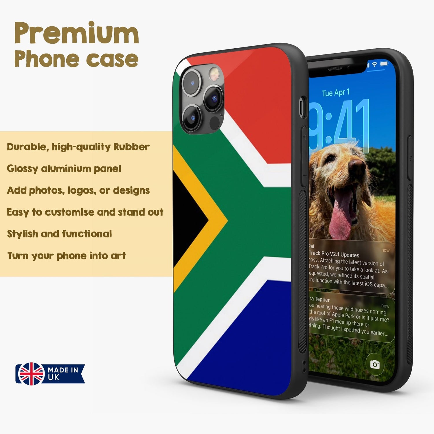 South Africa Flag SA Printed iPhone Case Black TPU Cover Protector Custom Gift