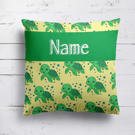 Personalised Custom Name Cartoon Baby Turtles Square Fill Zipped Cushion Throw