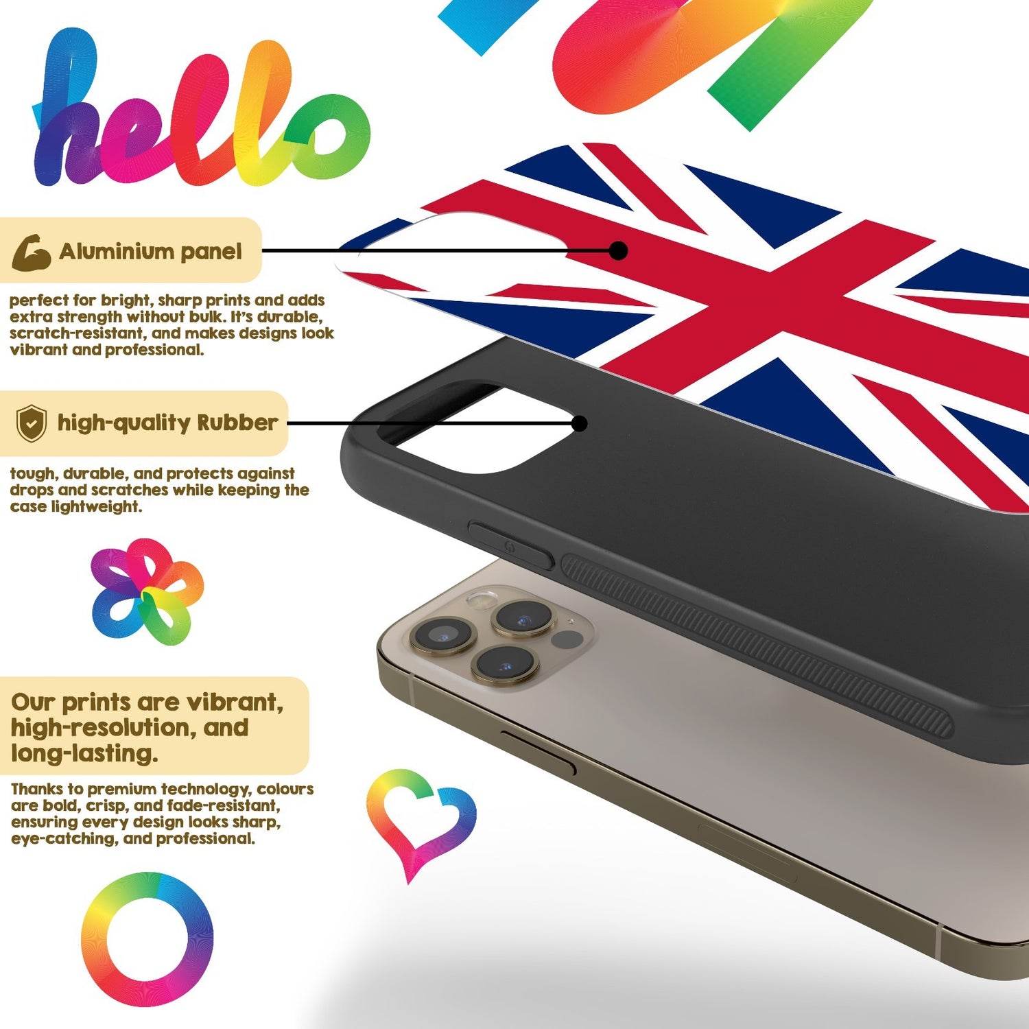 Great Britain Flag Custom Printed iPhone Case Black TPU Cover Gift Personalised