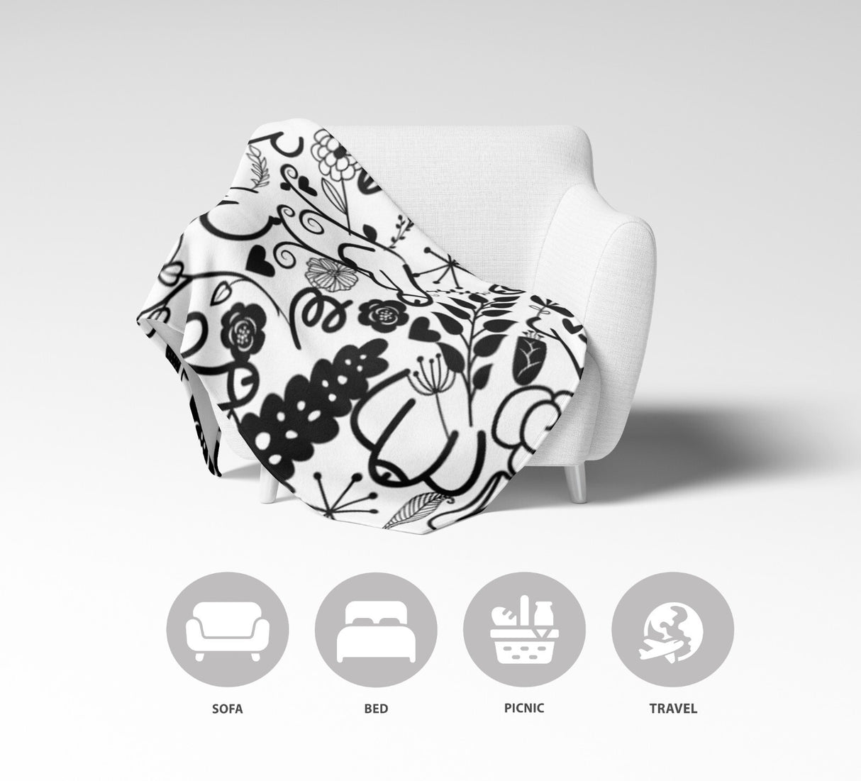 Floral Willy Pattern Rude Custom Colour Novelty Fleece Mink Blanket Throw Gift