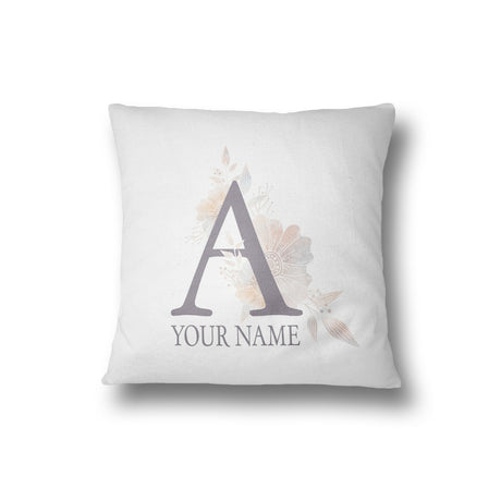 Personalised Misty Dusty Pastel Alphabet Floral Name Initial Letter Cushion