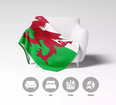 Wales Flag Welsh Dragon Custom Made Soft Warm Fleece Blanket Home Decor Throw