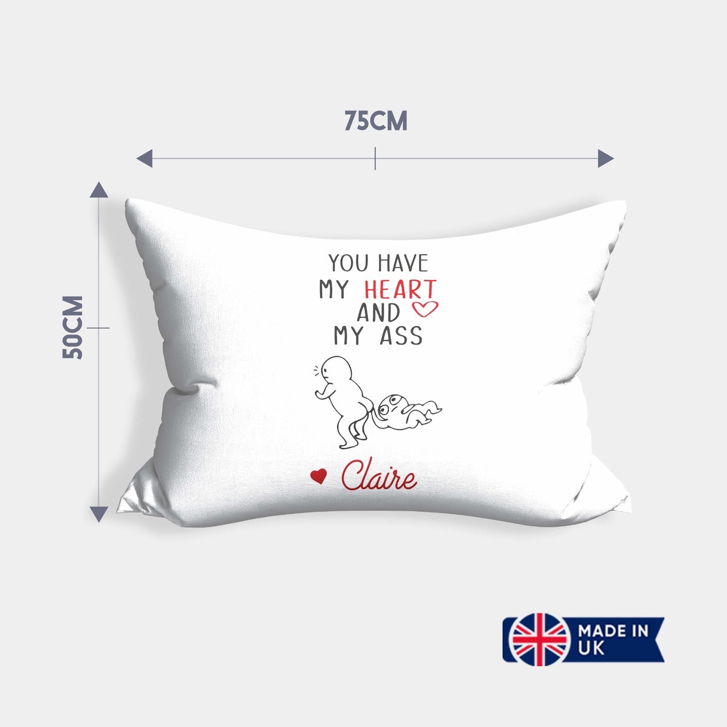You Have My Heart Personalised Name Valentines Cheeky Soft Pillowcase Pillow