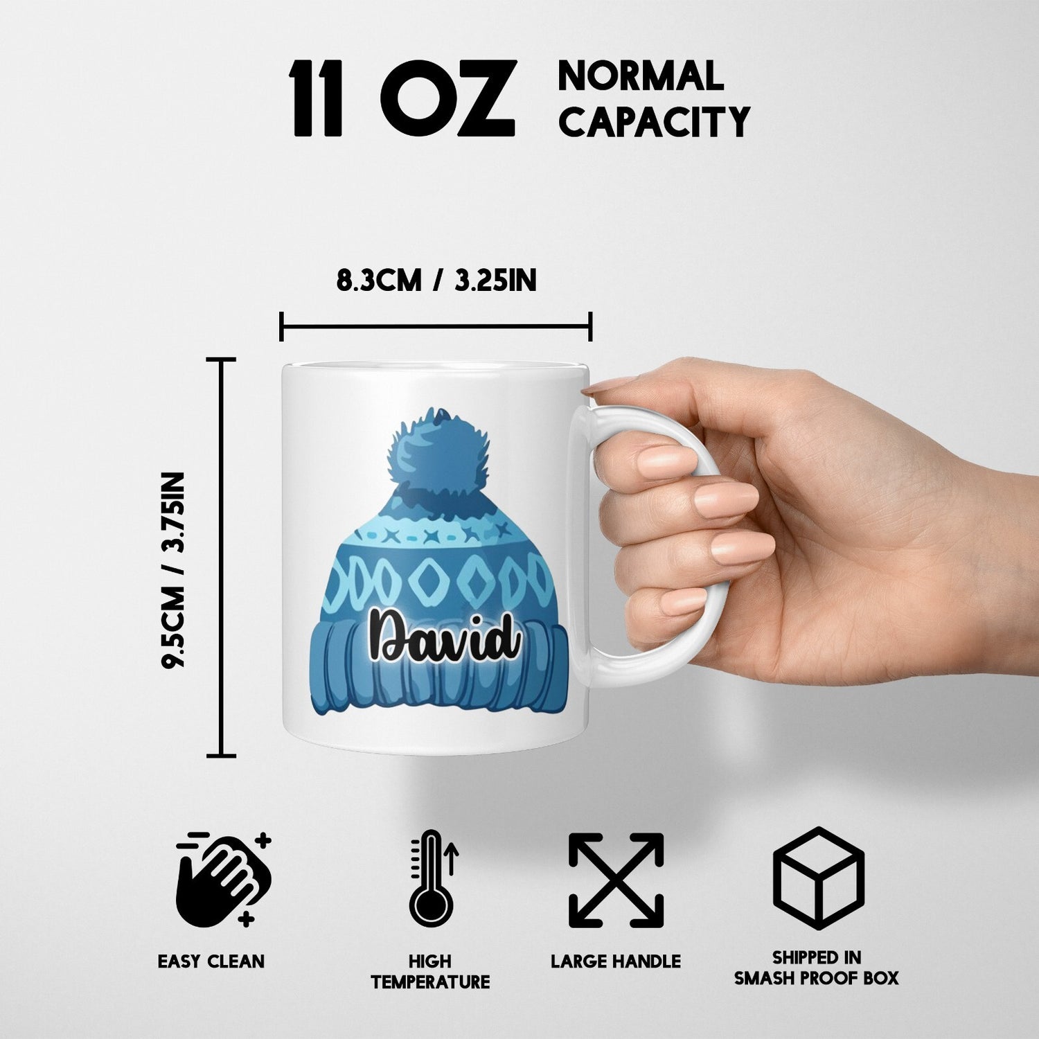 Personalised Woolly Hat Custom Printed Coffee Tea Mug Coaster Gift Him Her