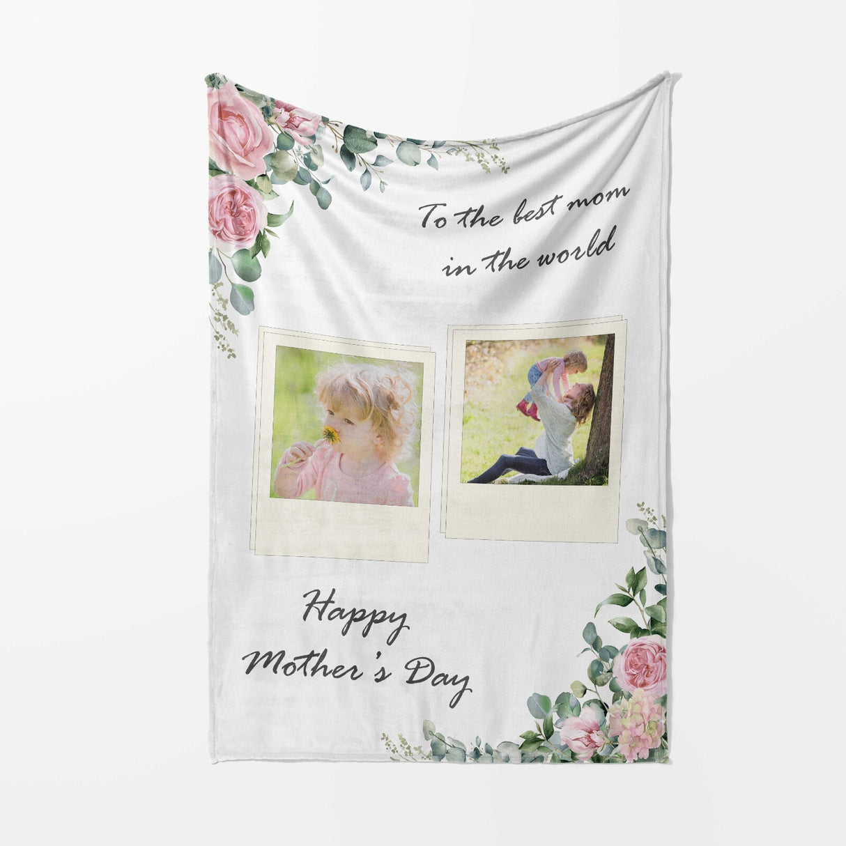 Upload Your Own Photos Mother's Day Warm Fleece Memory Blanket Throw Decoration