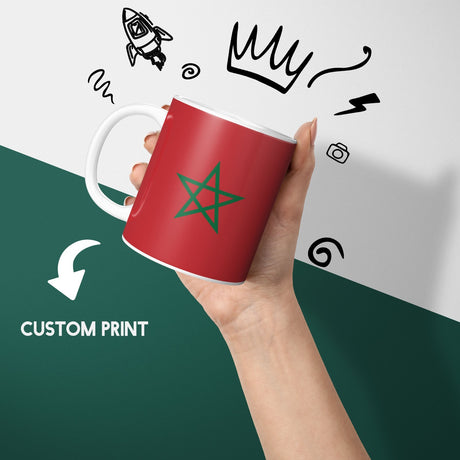 Morocco Flag Moroccan Design Coffee Tea Mug Cup Set Coaster Gift Him Her Custom