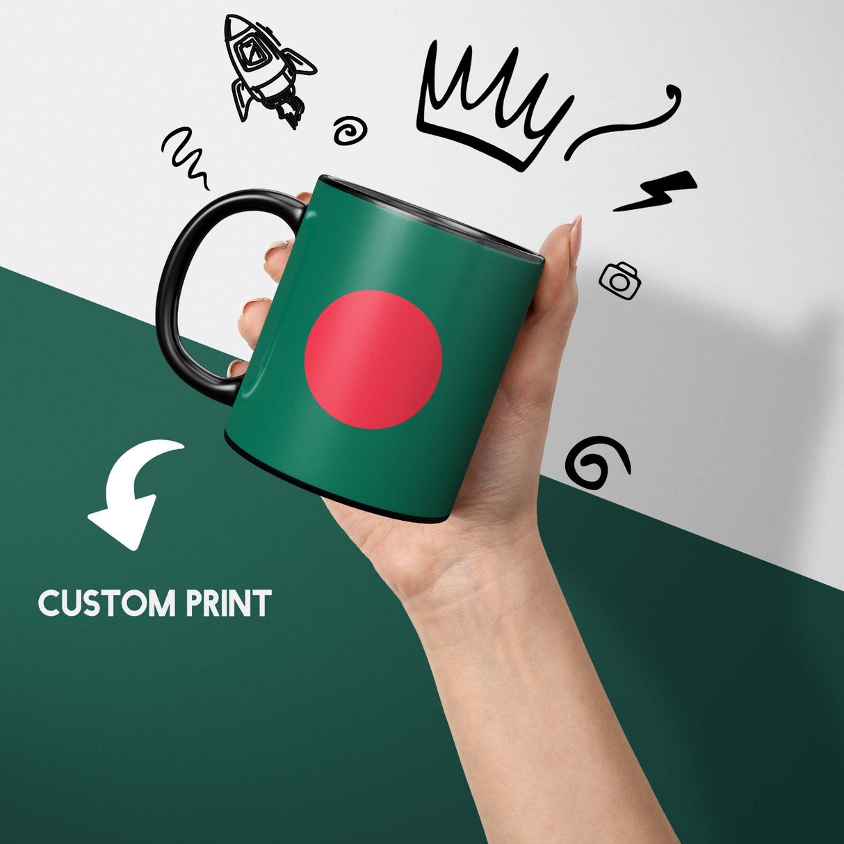 Bangladesh Flag Design Tea Gift Heat Sensitive Magic Colour Changing Mug Novelty