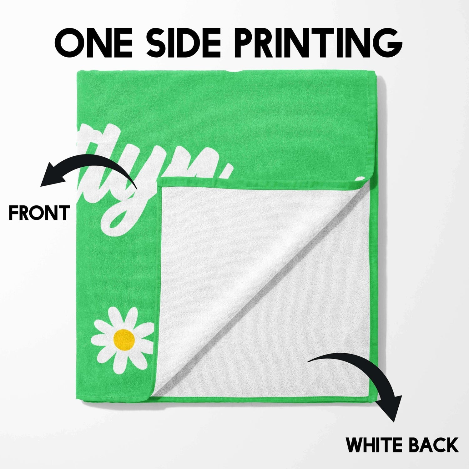 Personalised Custom Name Floral Daisies Soft Absorbent Beach Bath Sheet Towel