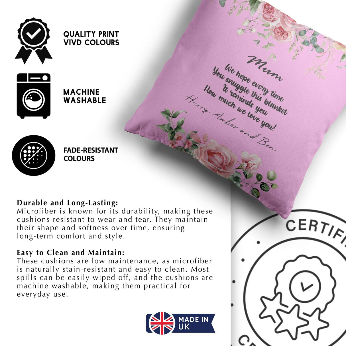 Mum We Hope Every Time Mother's Day Novelty Memory Square Filled Cushion Gift