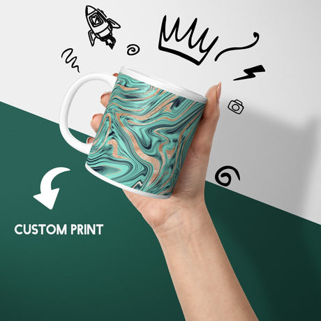 Liquid Marble Custom Design Coffee Tea Mug + Coaster Option Gift For Him Her