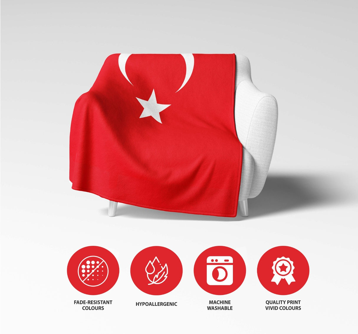 Turkey Flag Turkish Fleece Blanket Home Decor Throw Gift Cosy Custom Made Soft