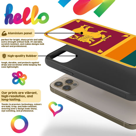Sri Lanka Flag Printed iPhone Case Black TPU Size Cover Protector Patriotic Gift