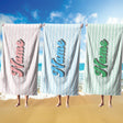 Personalised Custom Name Stripe Retro Font Soft Absorbent Beach Bath Sheet Towel