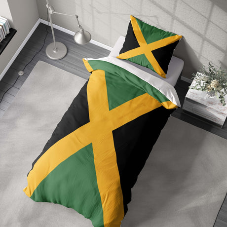 Jamaican Flag Jamaica Design Single Size Bed Duvet Cover Quilt + Pillowcase Set