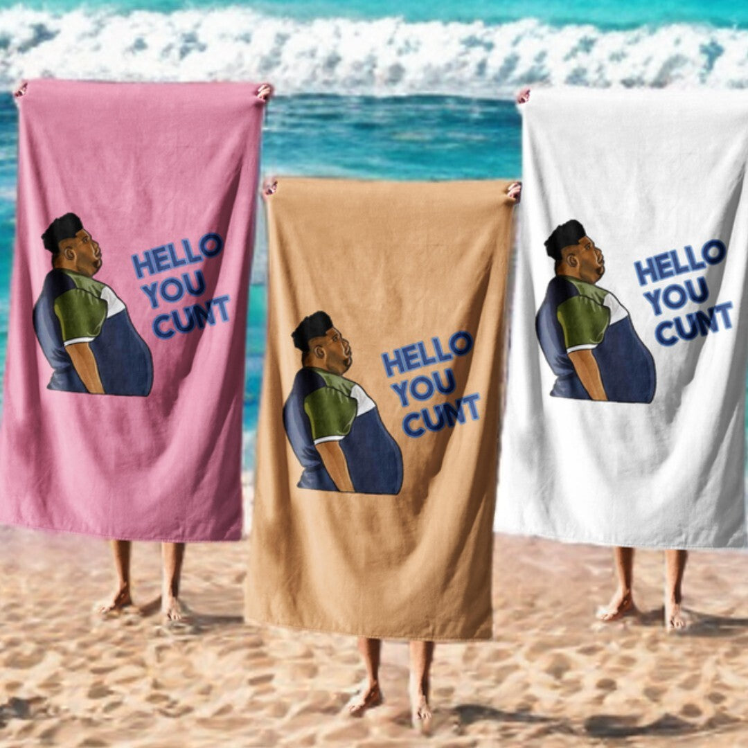 Harvey Hello You C*nt Funny Joke Custom Coloured Novelty Beach Bath Sheet Towel