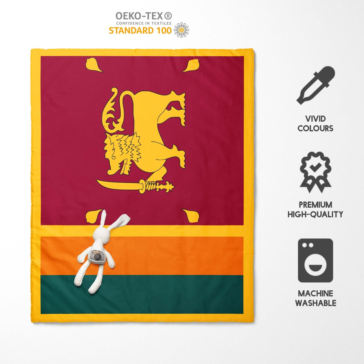 Sri Lanka Flag Cot Bed Duvet Cover Toddler Pillowcase Design Gift Custom Cosy