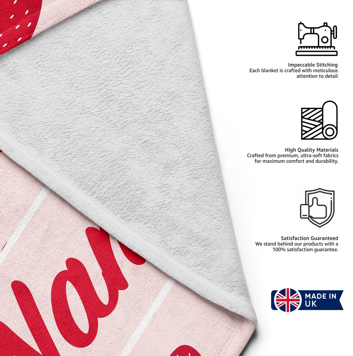 Personalised Custom Name Colour Strawberries Soft Warm Fleece Blanket Decoration