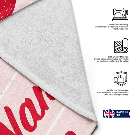 Personalised Custom Name Colour Strawberries Soft Warm Fleece Blanket Decoration