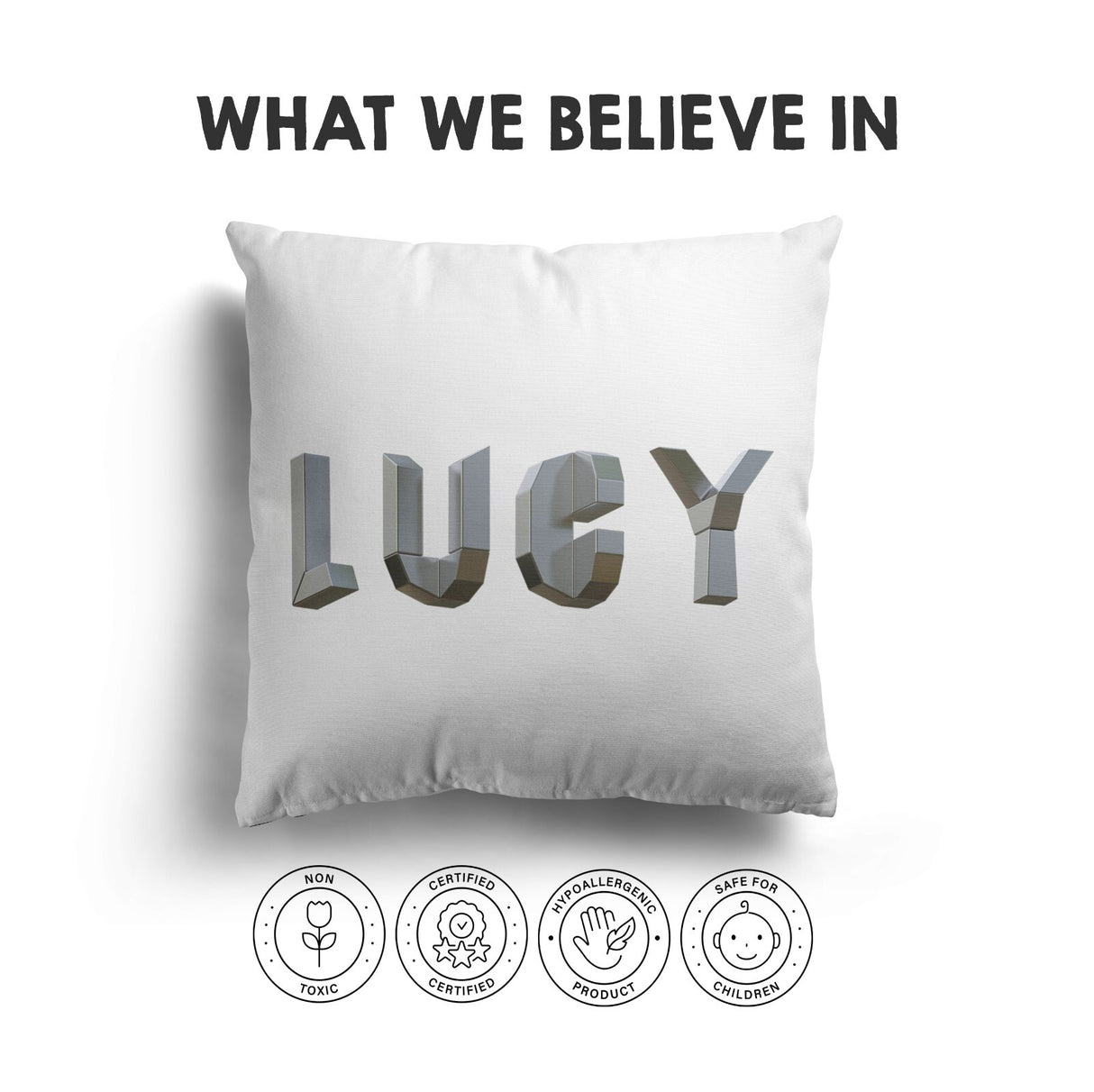 Personalised Geometal 3D Name Print Soft Square Filled Cushion Throw Decor