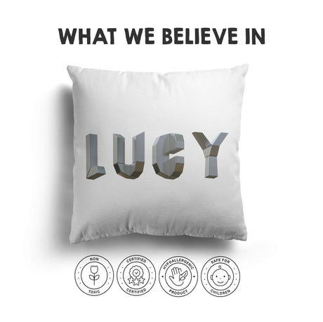 Personalised Geometal 3D Name Print Soft Square Filled Cushion Throw Decor