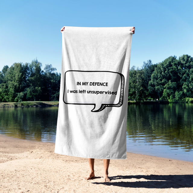 In My Defence Rude Funny Custom Any Colour Novelty Beach Hand Bath Sheet Towel