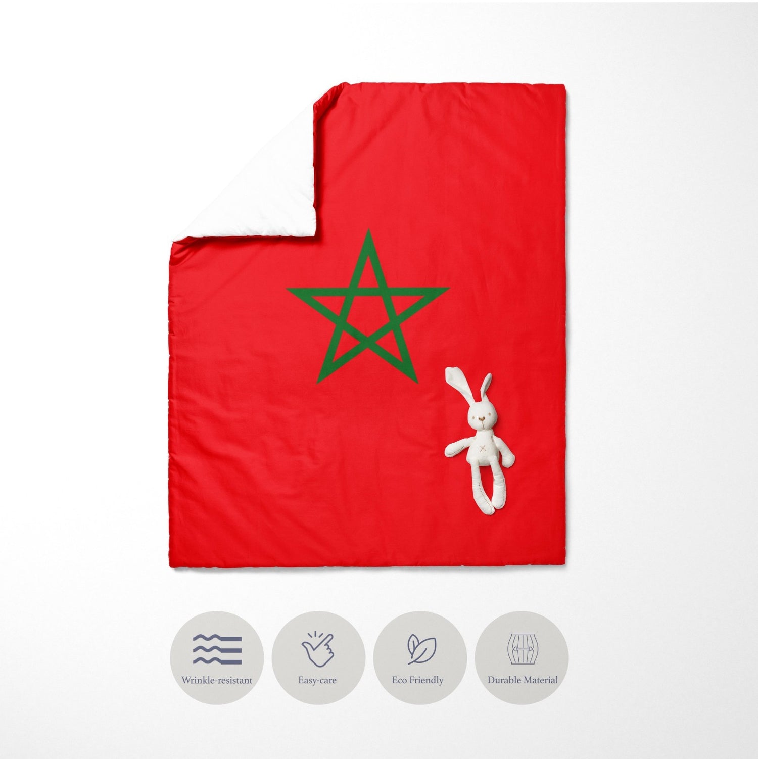 Morocco Flag Cot Bed Duvet Cover Toddler Pillowcase Design Gift Custom Made Cosy
