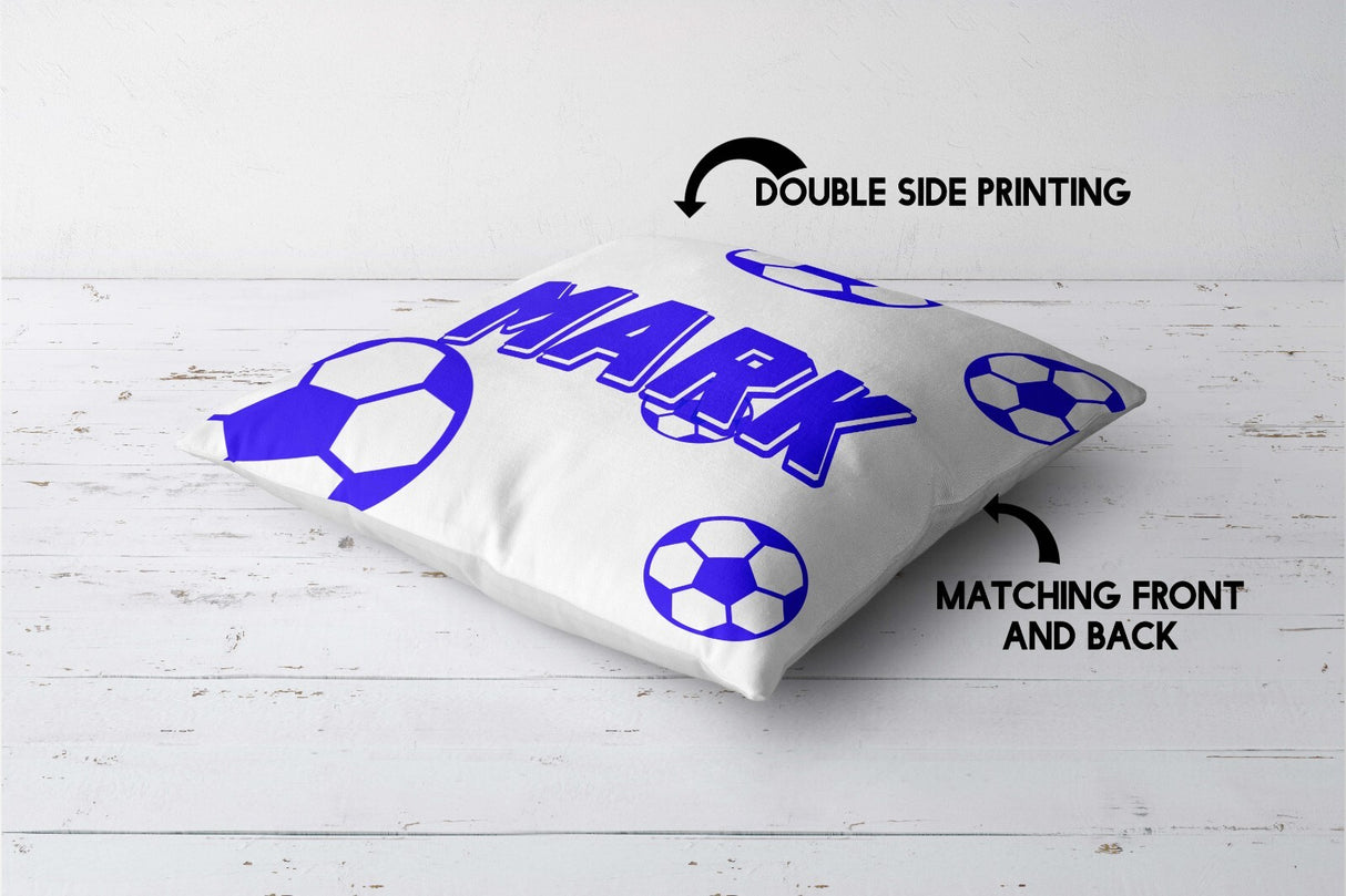 Personalised Custom Name Colour Football Fan Kids Square Fill Zip Cushion Throw