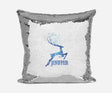Personalised Name Shiny Sequin Magic Winter Stag Cushion Cover + Pillow